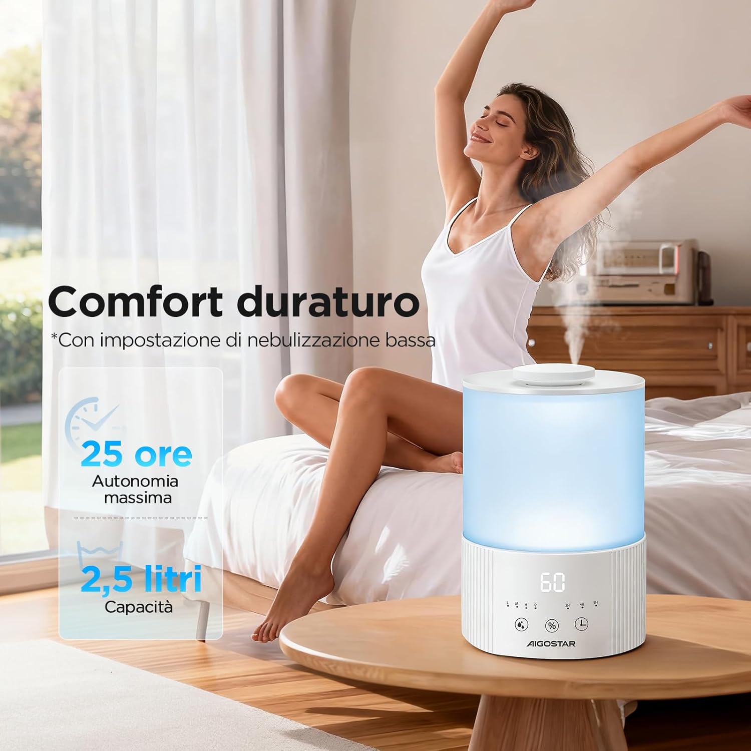 Thumbnail 1 de Aigostar Umidificatore Bambini 2,5L ultrasuoni con 28 dB, timer 8h e 7 luci notturne