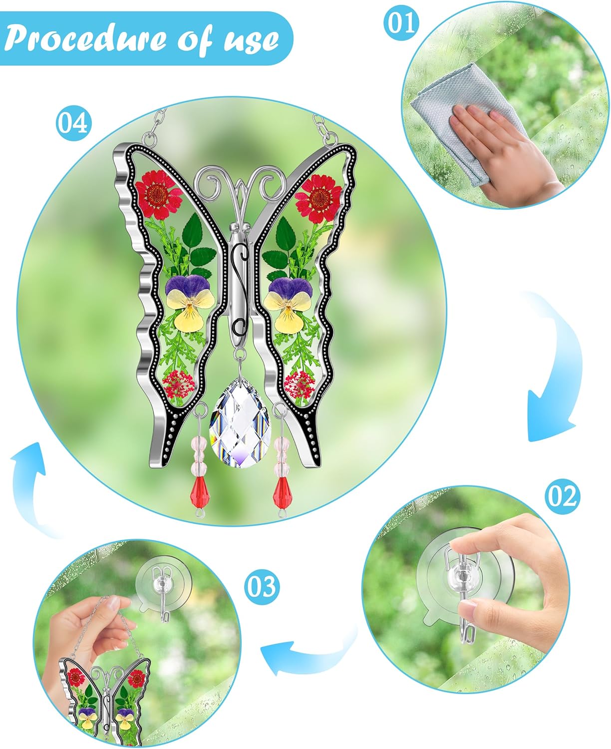 Thumbnail 6 de KY&BOSAM Crystal Butterfly Stained Glass Suncatcher 🪄