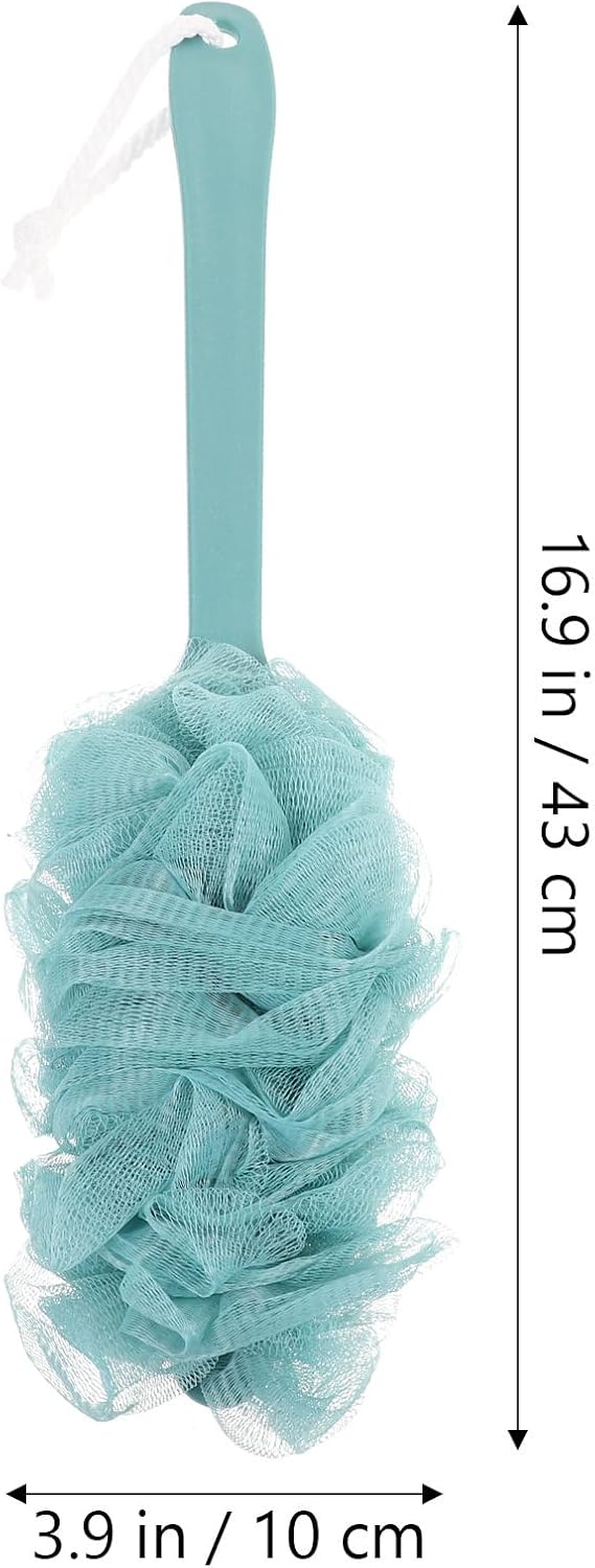Detalle de Rosenice 43cm Long Handled Back Scrubber – Soft loofah mesh shower brush with ergonomic handle