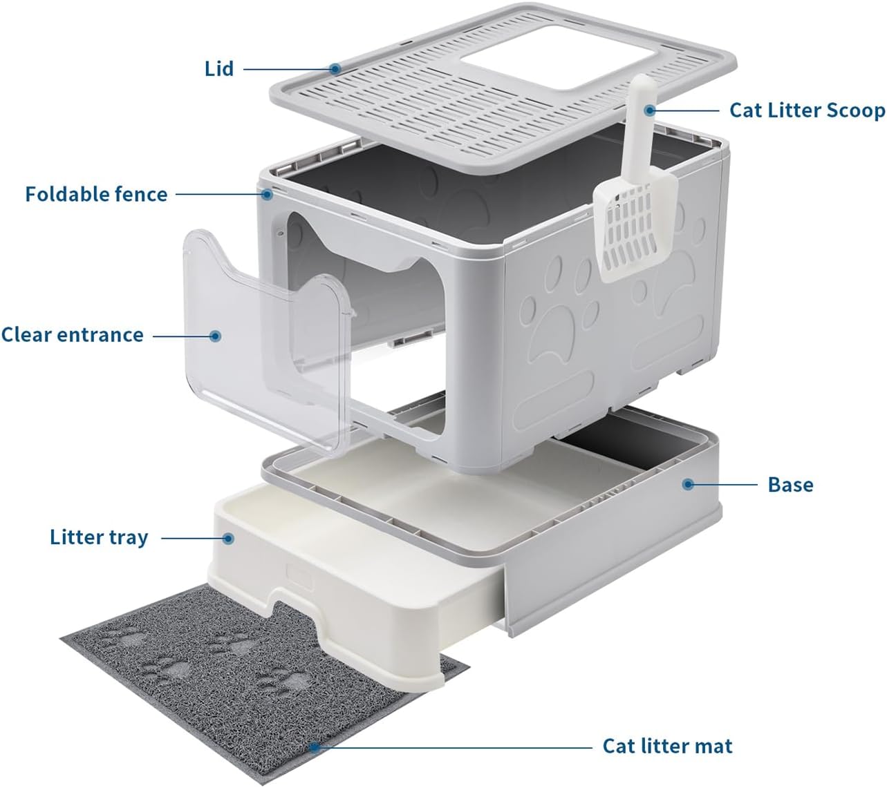 Thumbnail 6 de Medario 01litterbox Covered Cat Litter Box with Pull-Out Tray and Mat