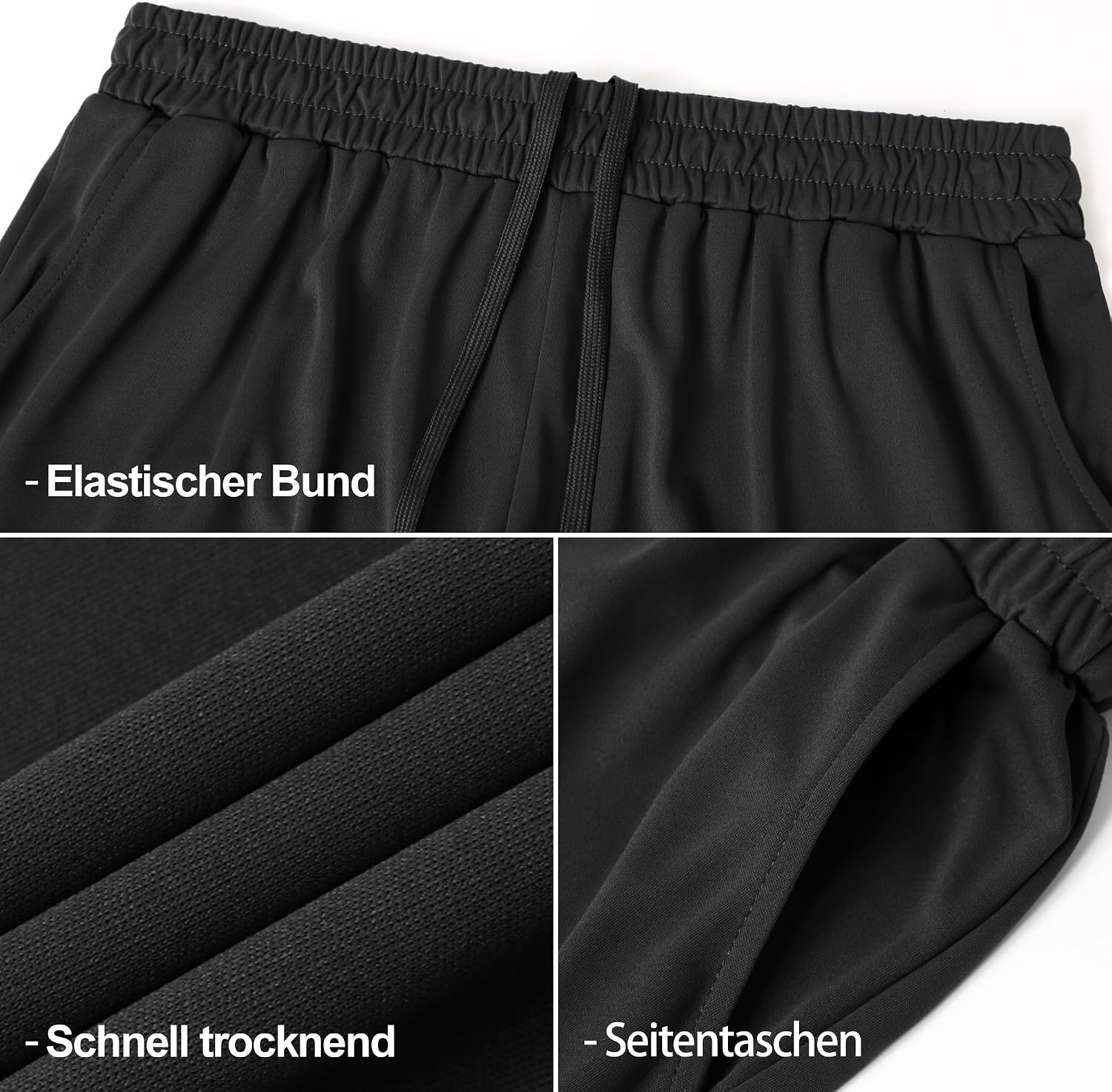 Detalle de AKKQHH 5er-Pack Sporthose Herren – Kurz, atmungsaktiv, mit Taschen
