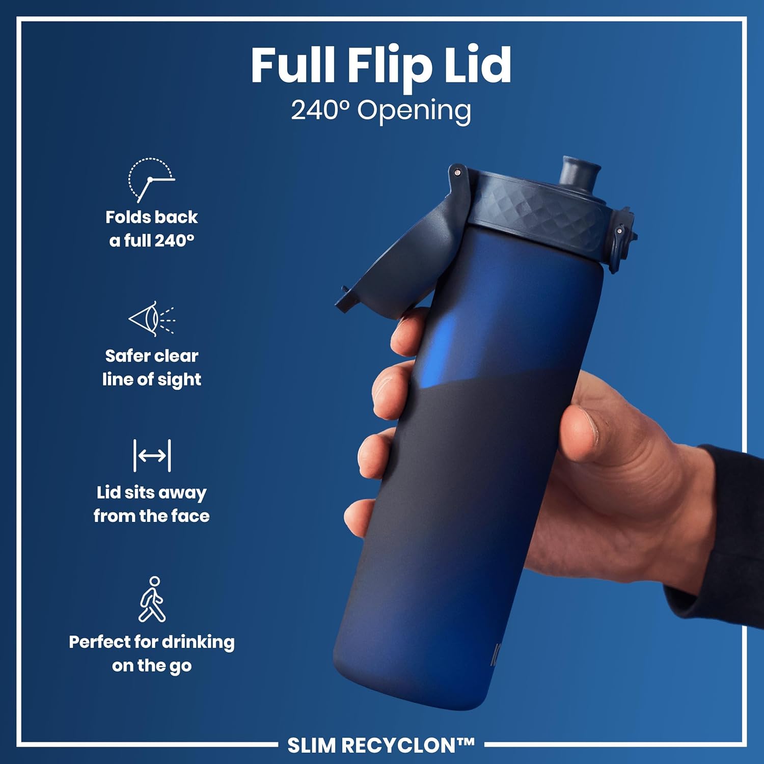 Thumbnail 3 de Ion8 Water Bottle 500 ml / 18 oz – Leak-Proof, BPA Free, Navy