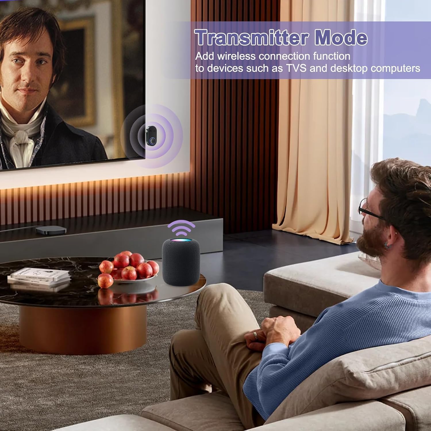 Detalle de OQIMAX Bluetooth 5.3-audiozender met 3,5mm-aansluiting, dubbele verbinding en 16 uur