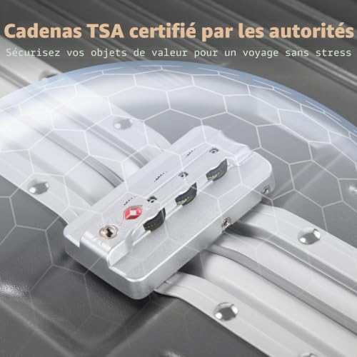 Detalle 2 de ALPHA CAMP Valise Grand Taille XL 92L – 77x40x36 cm, coque rigide en aluminium et polycarbonate