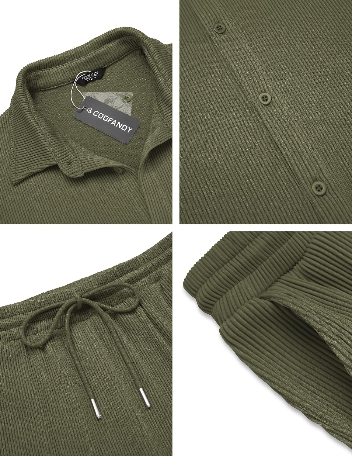 Detalle de COOFANDY Casual Shirt and Pants Set