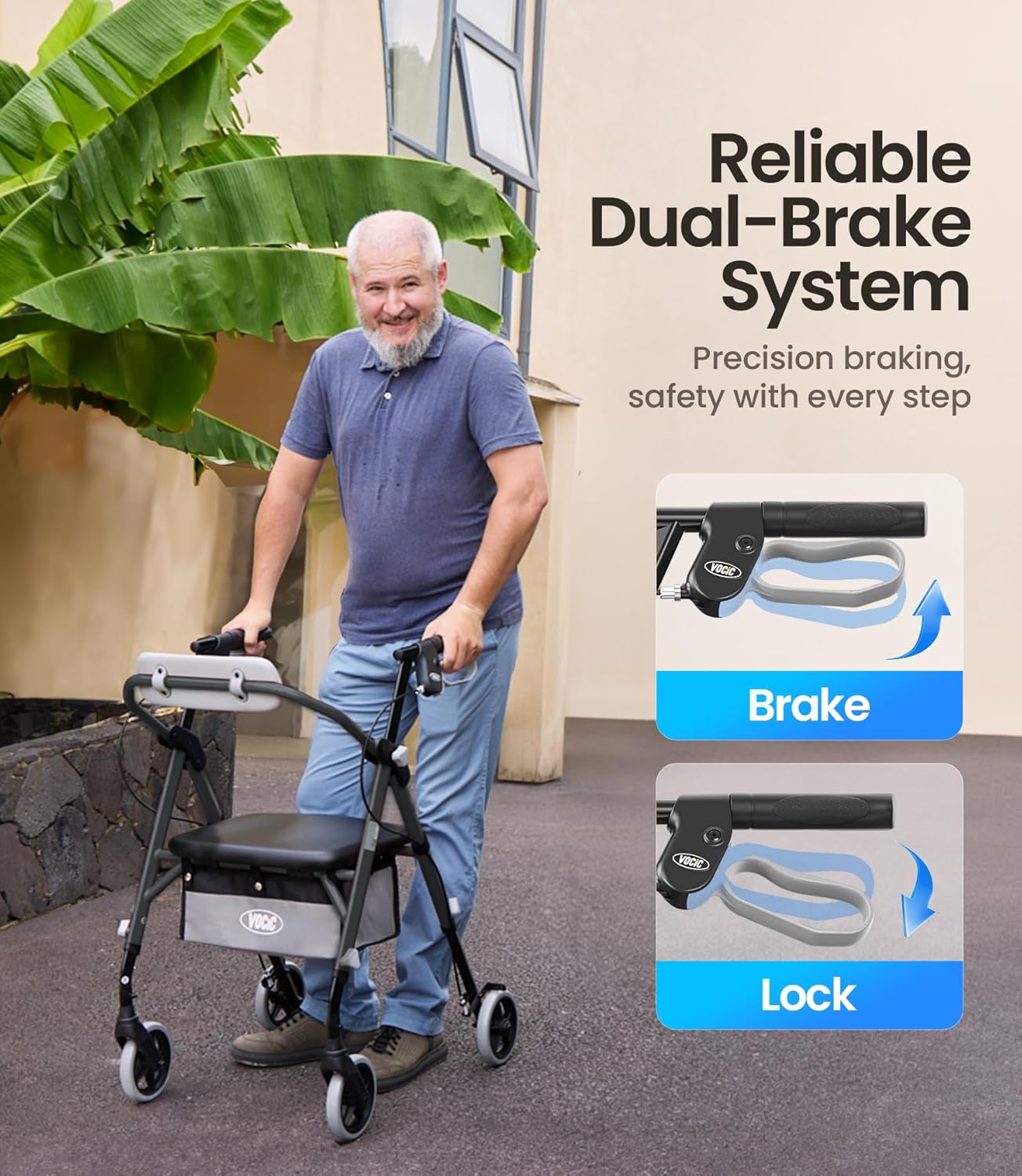 Thumbnail 4 de VOCIC Z11 X-Way Rollator Walker with ErgoSeat & Backrest