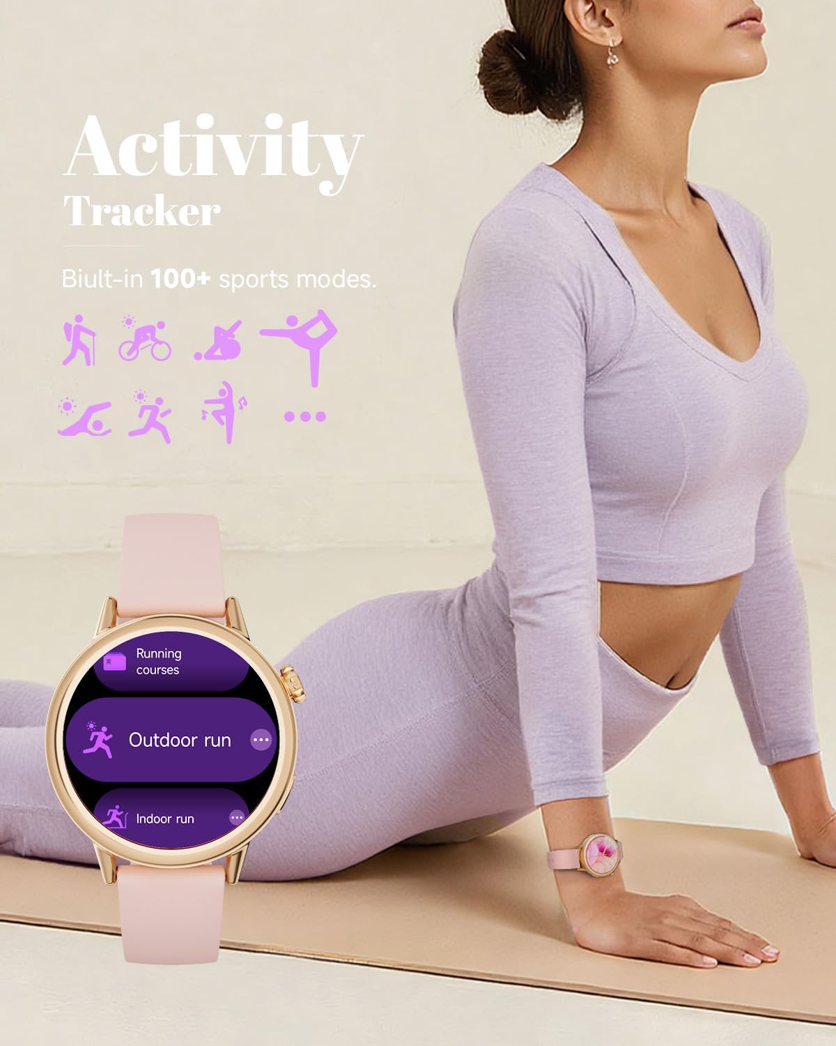 Thumbnail 3 de TOOBUR Petite Smart Watch for Women (37mm) – Pink AOMLED AMOLED fitness tracker with Bluetooth notifications