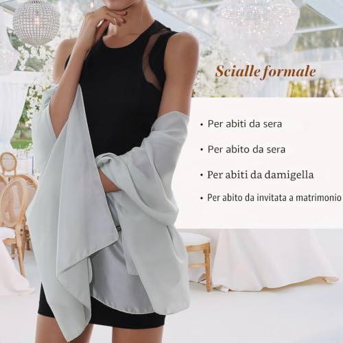 Detalle de RIIQIICHY Foulard Verde: Scialle in Seta Sintetica Leggera da Donna per Cerimonie e Sposa