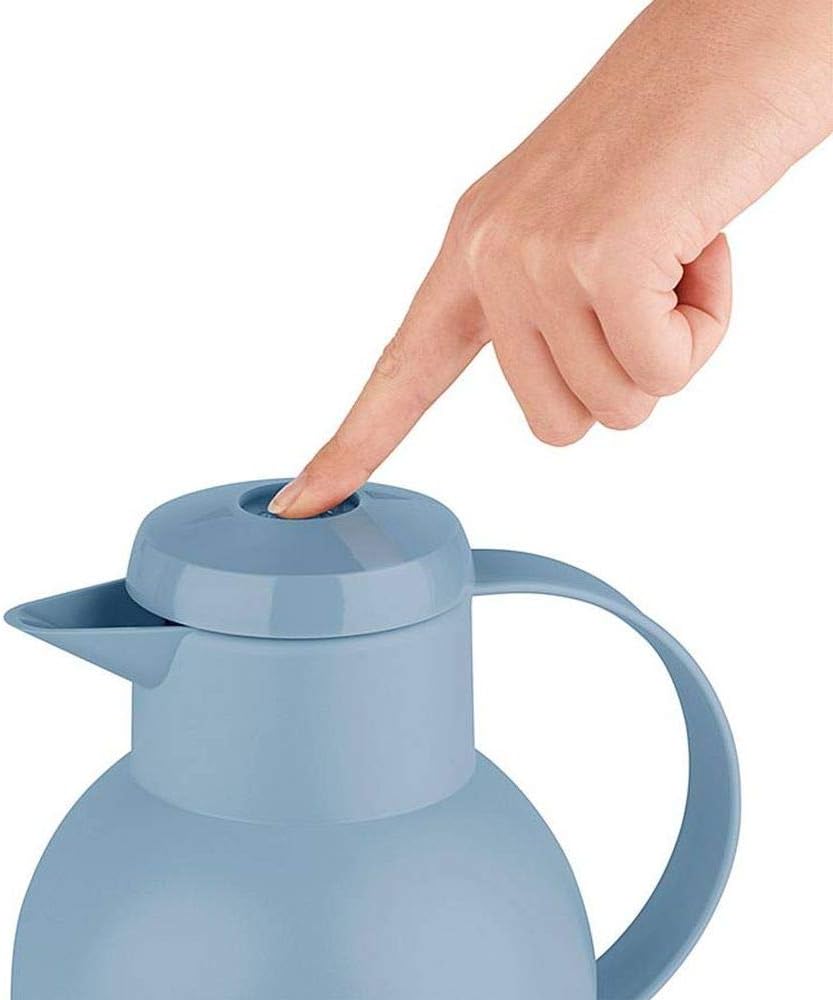 Detalle de Emsa Samba F4010100 – dzbanek termiczny 1 l, Quick Press, pudrowy niebieski