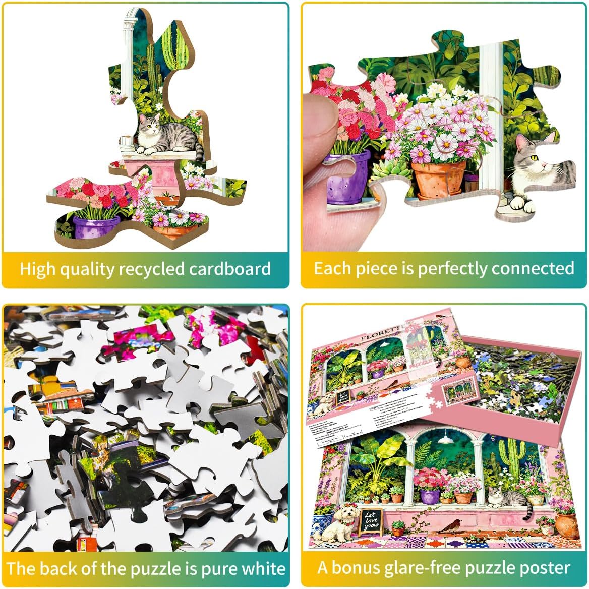 Detalle de Puzzles 500 Pieces for Adults: Colourful Florette Flower Jigsaw Puzzle