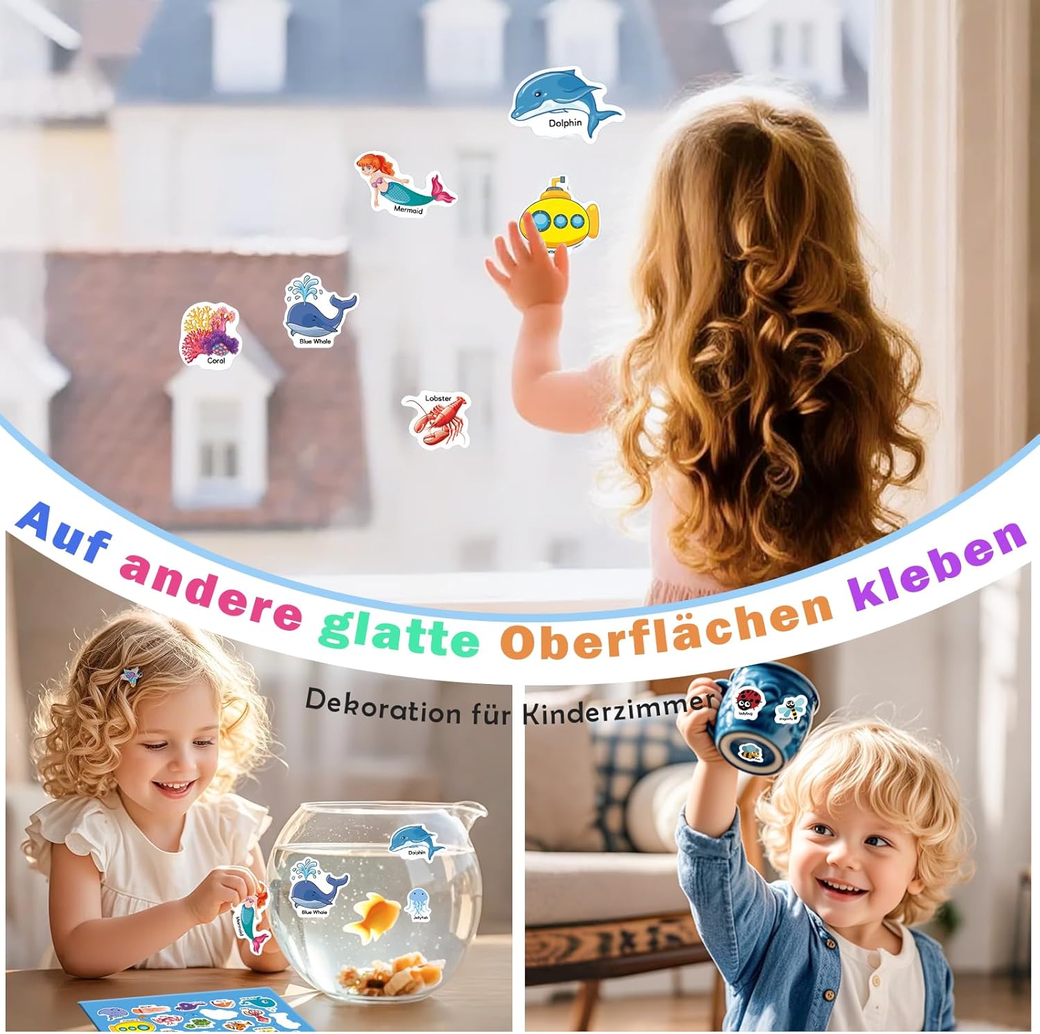 Thumbnail 4 de GUYUCOM 4er Stickerbuch-Set ab 2–6 Jahren (Meerestiere, Körperteile, Insekten & Bauernhof)