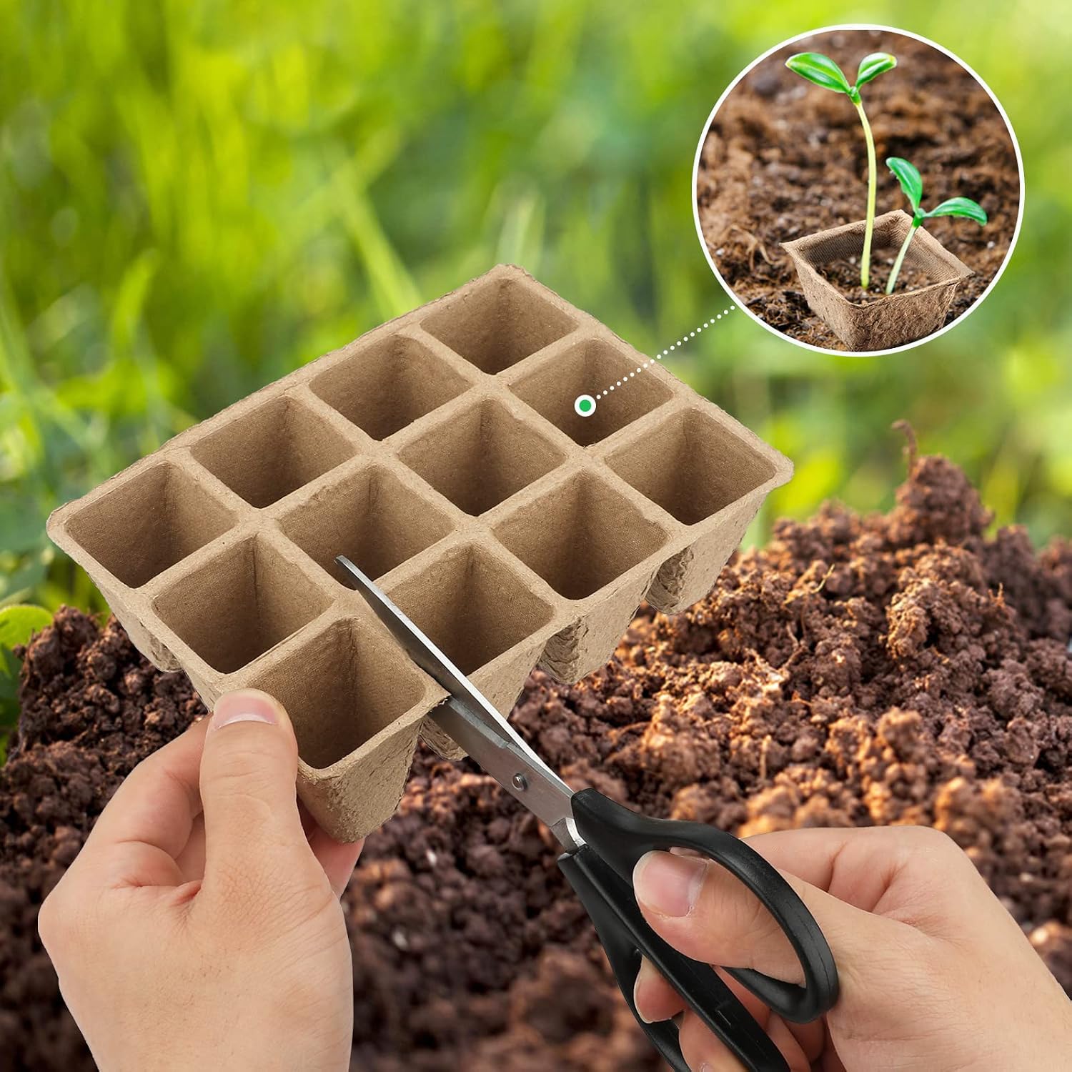 Detalle 2 de KINGLAKE 10 Pack 120-Cell Biodegradable Seed Trays & Fibre Seed Pots Kit