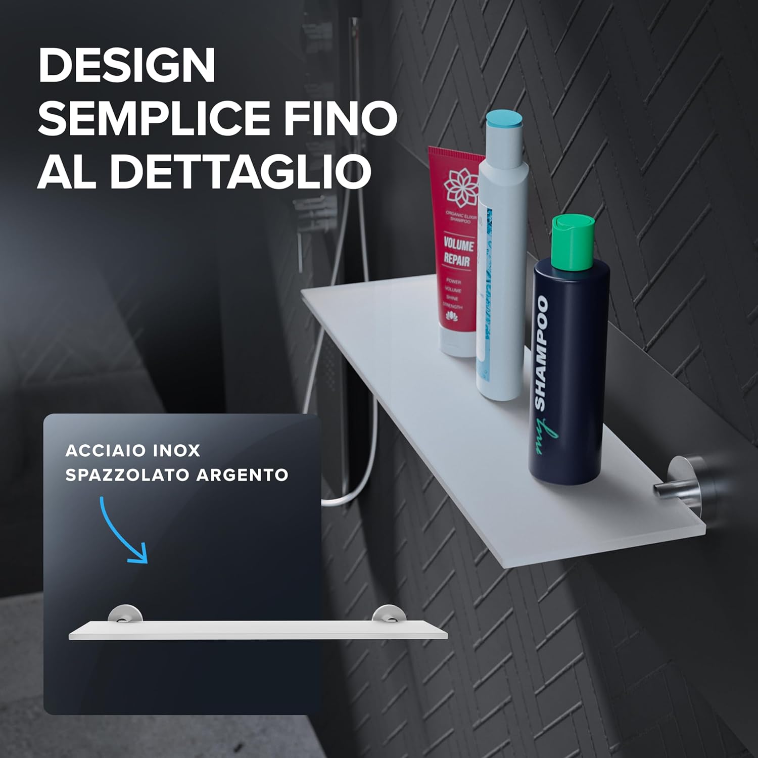 Thumbnail 4 de Ovimar Mensola da Bagno Nordborg in Acciaio Inox con Ripiano in Vetro