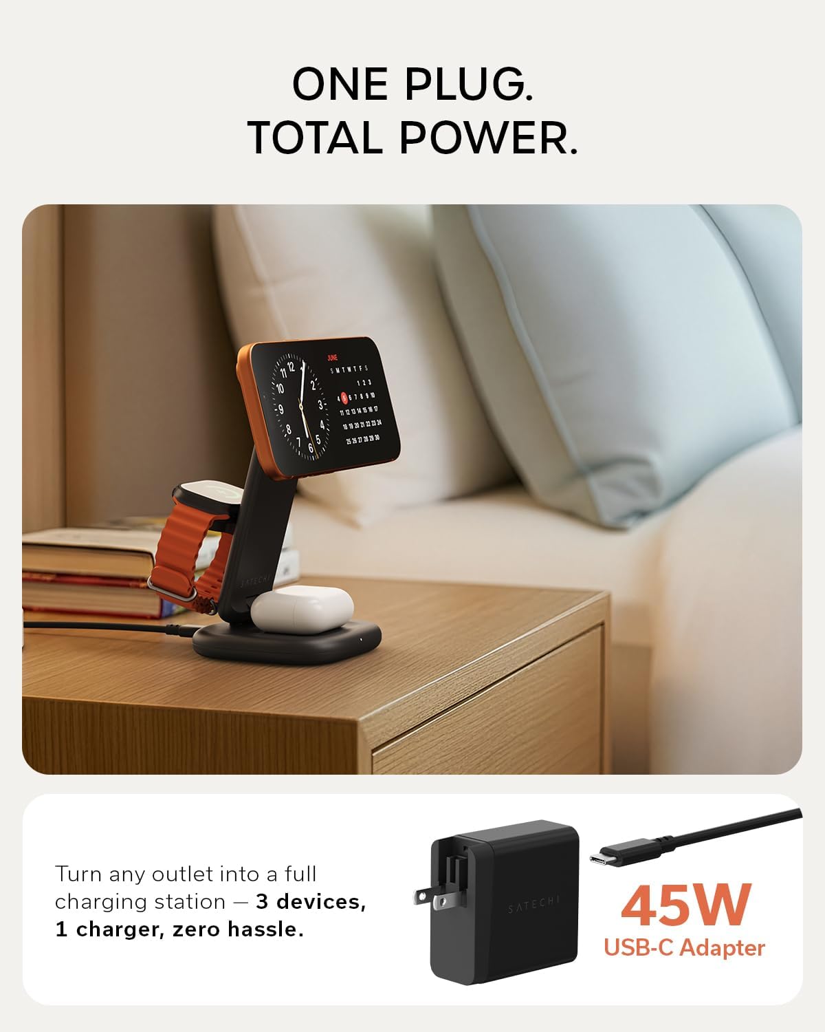 Detalle de SATECHI 3-in-1 Qi2 Wireless Charging Station review: a compact, three-device charger with 25W fast charging