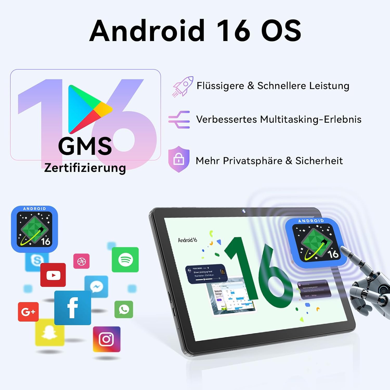 Detalle de MENTUME Android 16 Tablet 10 Zoll mit Gemini AI – All-in-One Tablet mit Tastatur, Maus und Stift