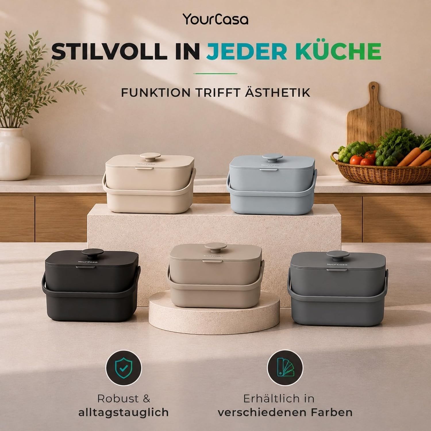 Detalle de YourCasa Biomülleimer Küche 5 l für Biomüll