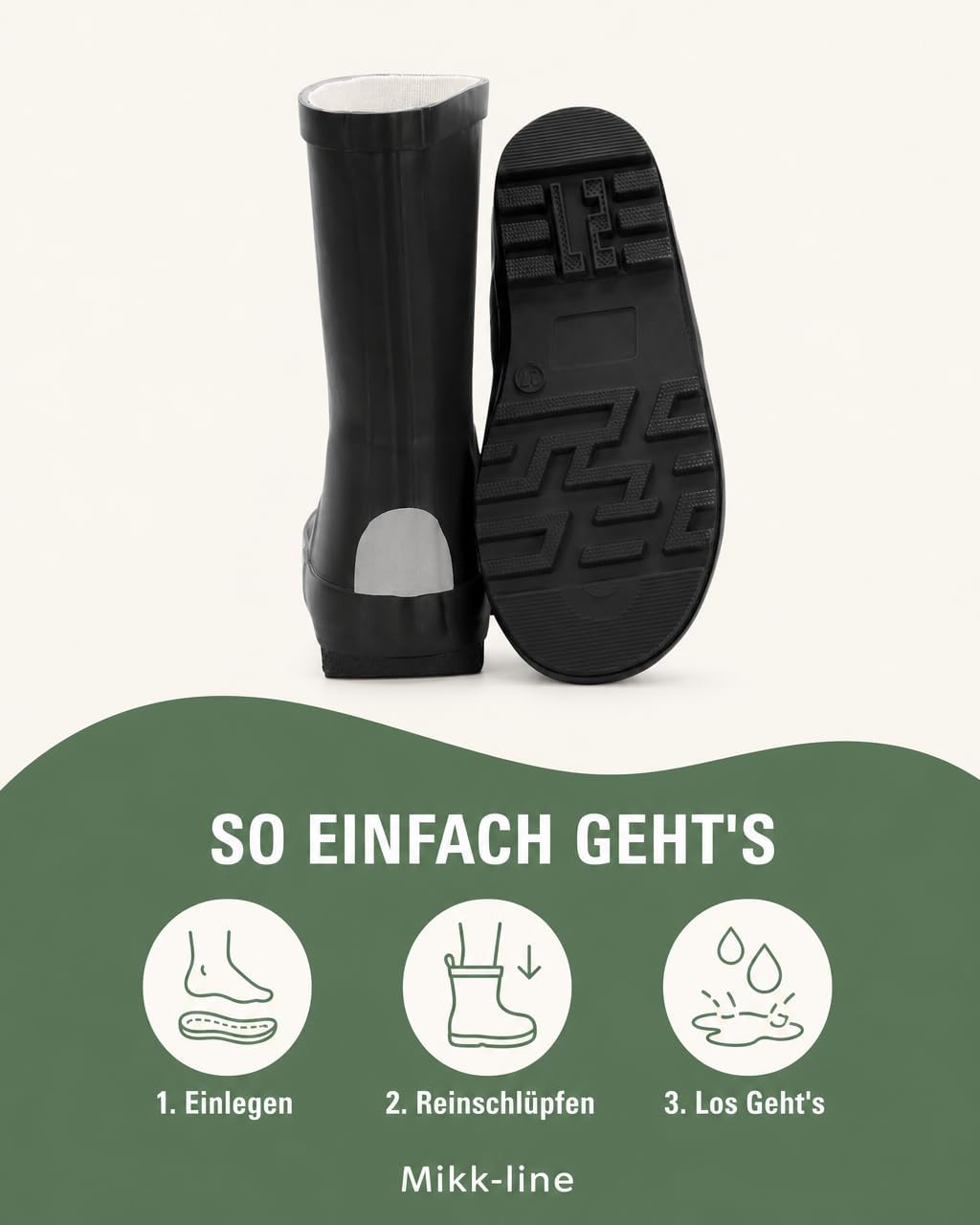 Detalle 2 de Mikk-line Gummistiefel Kinder – wasserdichte Regenstiefel mit Reflektierenden Details