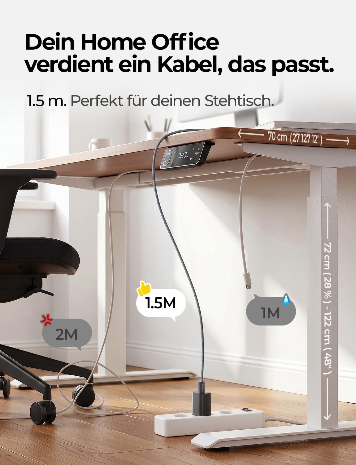 Detalle de LISEN 240W USB-C Kabelset – 4er-Pack (1 m, 1 m, 1,5 m, 1,5 m) USB-C auf USB-C, PD 3.1, E-Marker 3.0 – Sicherheit trifft Leistung