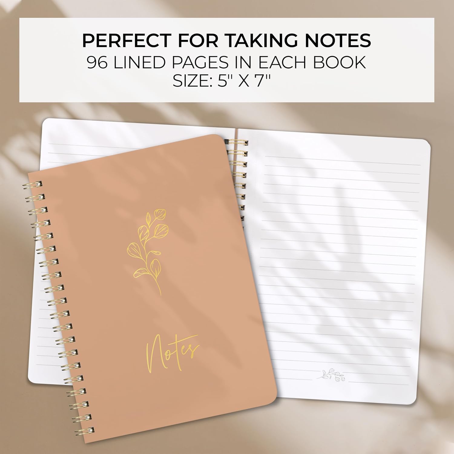Detalle de ZICOTO 7 x 5 College-Ruled Spiral Notebook Set of 3, Sage, Pink & Beige