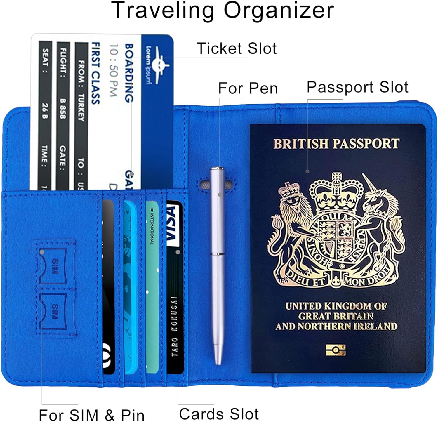 Thumbnail 3 de WALNEW Passport Holder: PU Leather Travel Passport Cover with RFID Shield and Card Slots