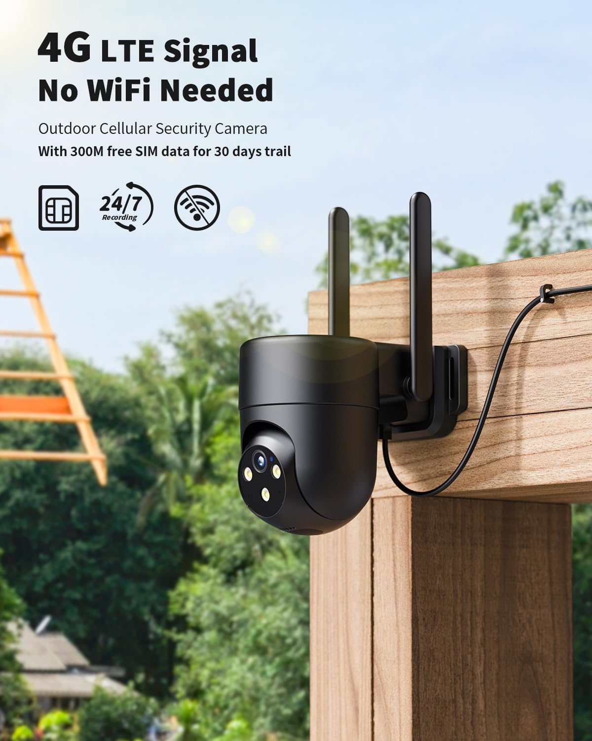 Thumbnail 1 de NUASI 4G LTE Outdoor Security Camera with SIM: 2K PTZ with AI Human Detection