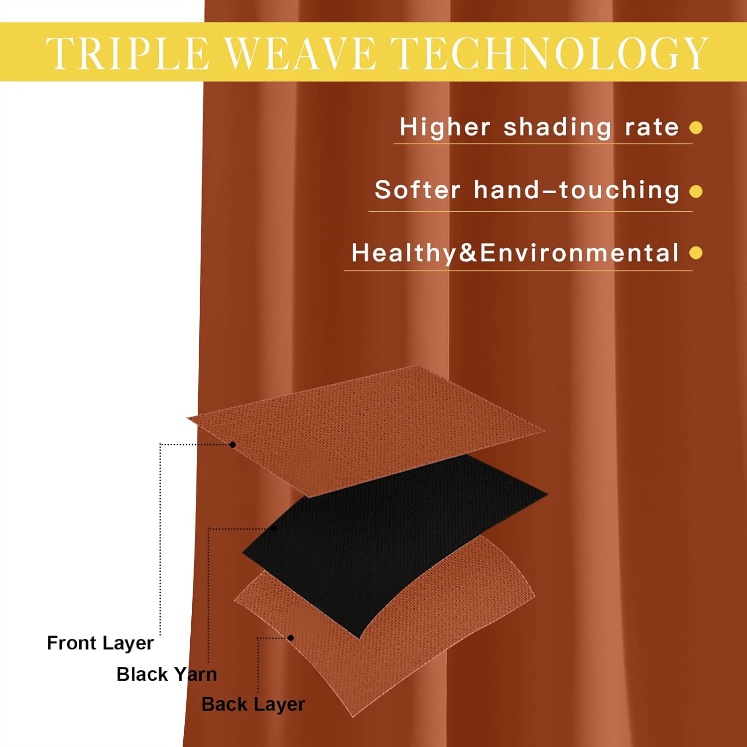 Thumbnail 1 de NICETOWN Blackout Burnt Orange Curtain for Bedroom, 52 x 63, 1 Panel with Grommet Top