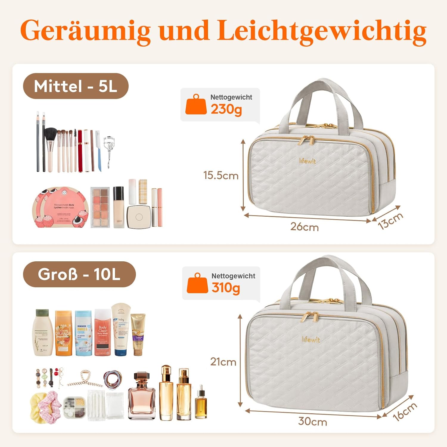 Thumbnail 1 de Lifewit Reise Kulturtasche 10 L, hellgrau