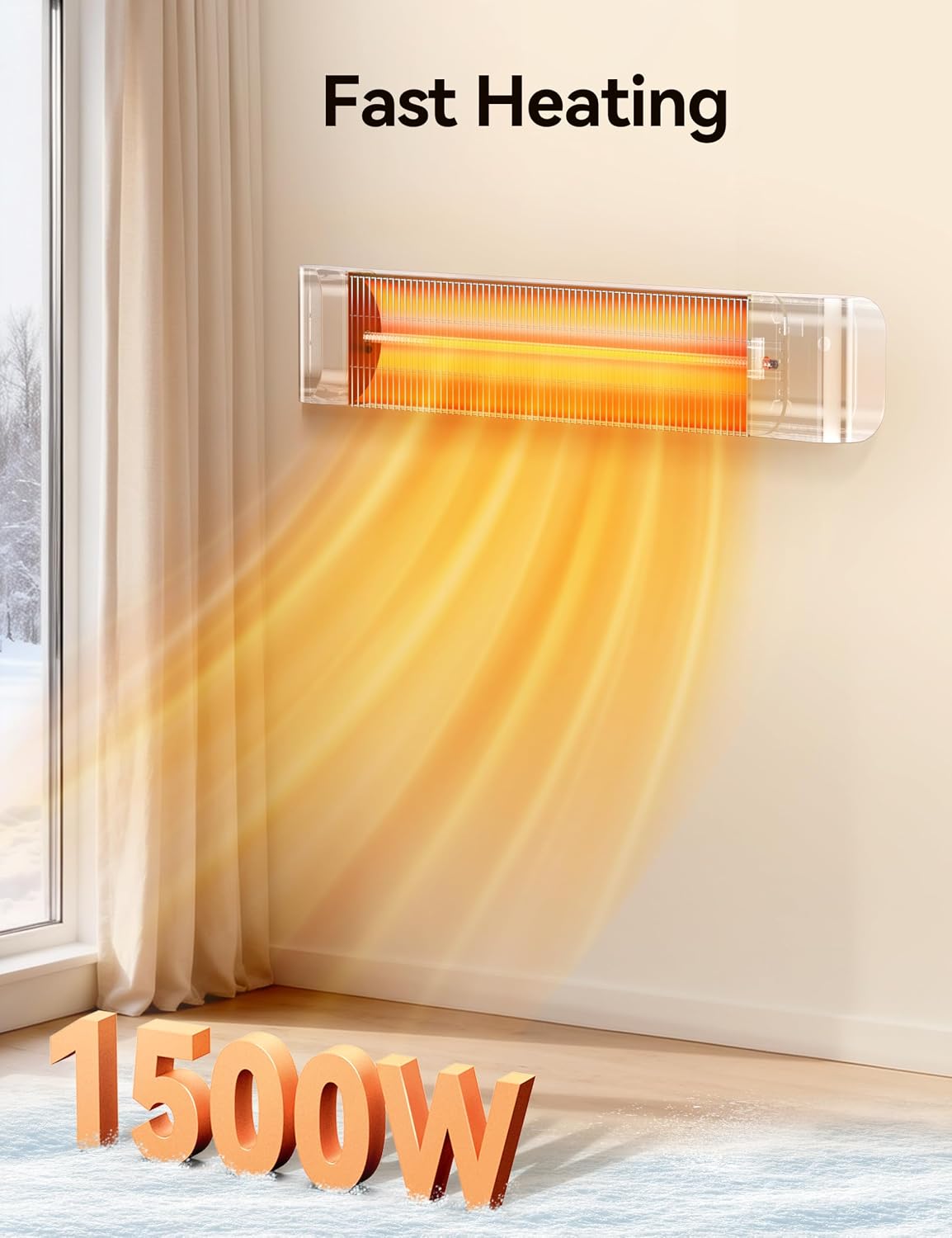 Detalle de VAGKRI VA-OH02 Infrared Patio Heater, 3 Heat Levels, 12-Hour Timer