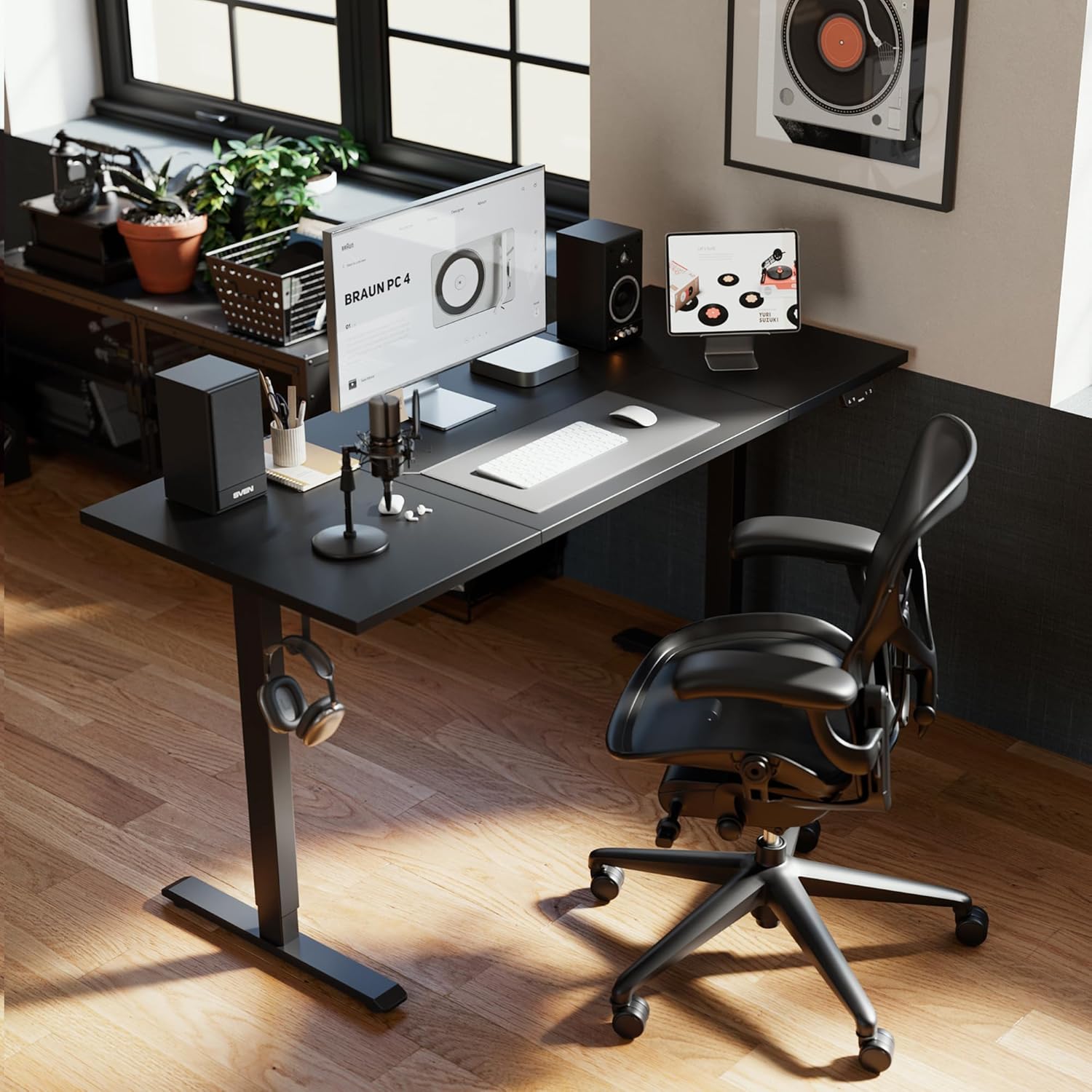 Detalle de Agilestic Electric Standing Desk (71 x 24 in) with Height Memory Presets, Black
