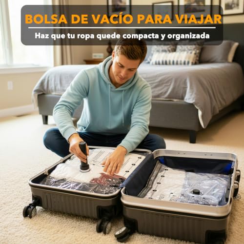Detalle de SpaceAid bolsas de vacío para ropa con bomba inalámbrica, 27 bolsas en 3 tamaños