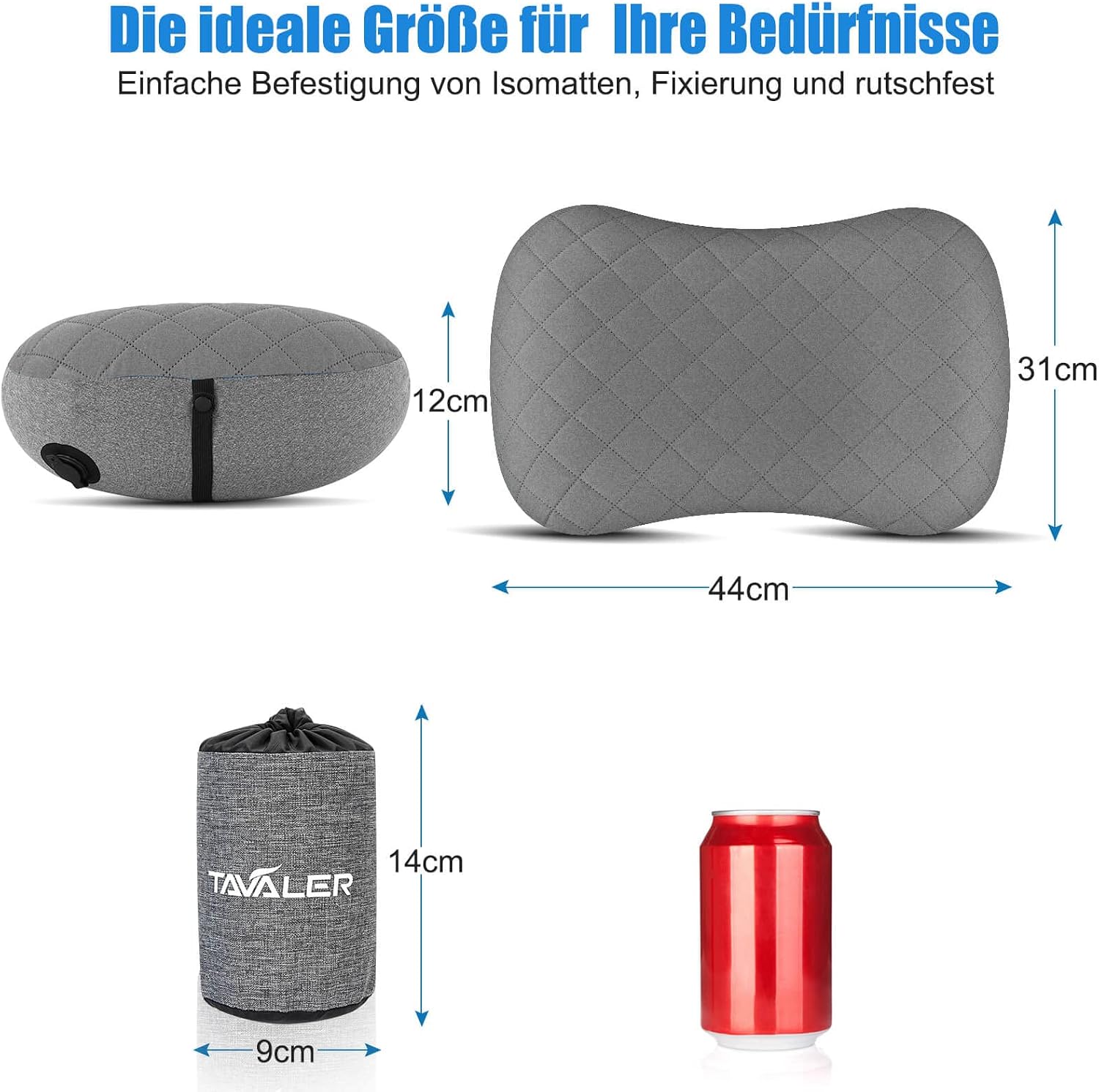 Detalle de Tavaler Aufblasbares Kissen Ultralight – Komfortables Outdoor-Kissen zum Aufblasen