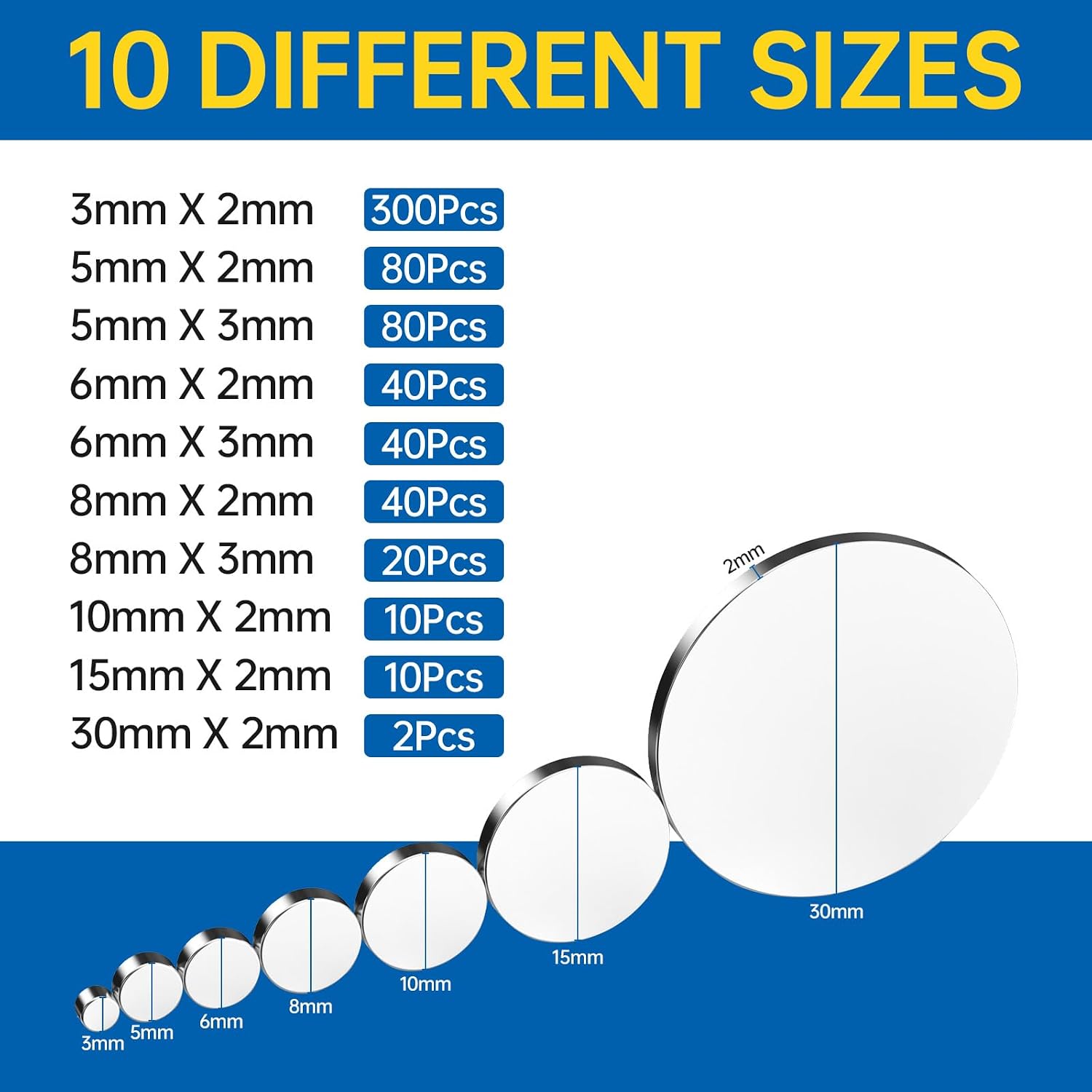Detalle de AUWHEMITY 622-Piece Neodymium Disc Magnet Set, 10 Sizes