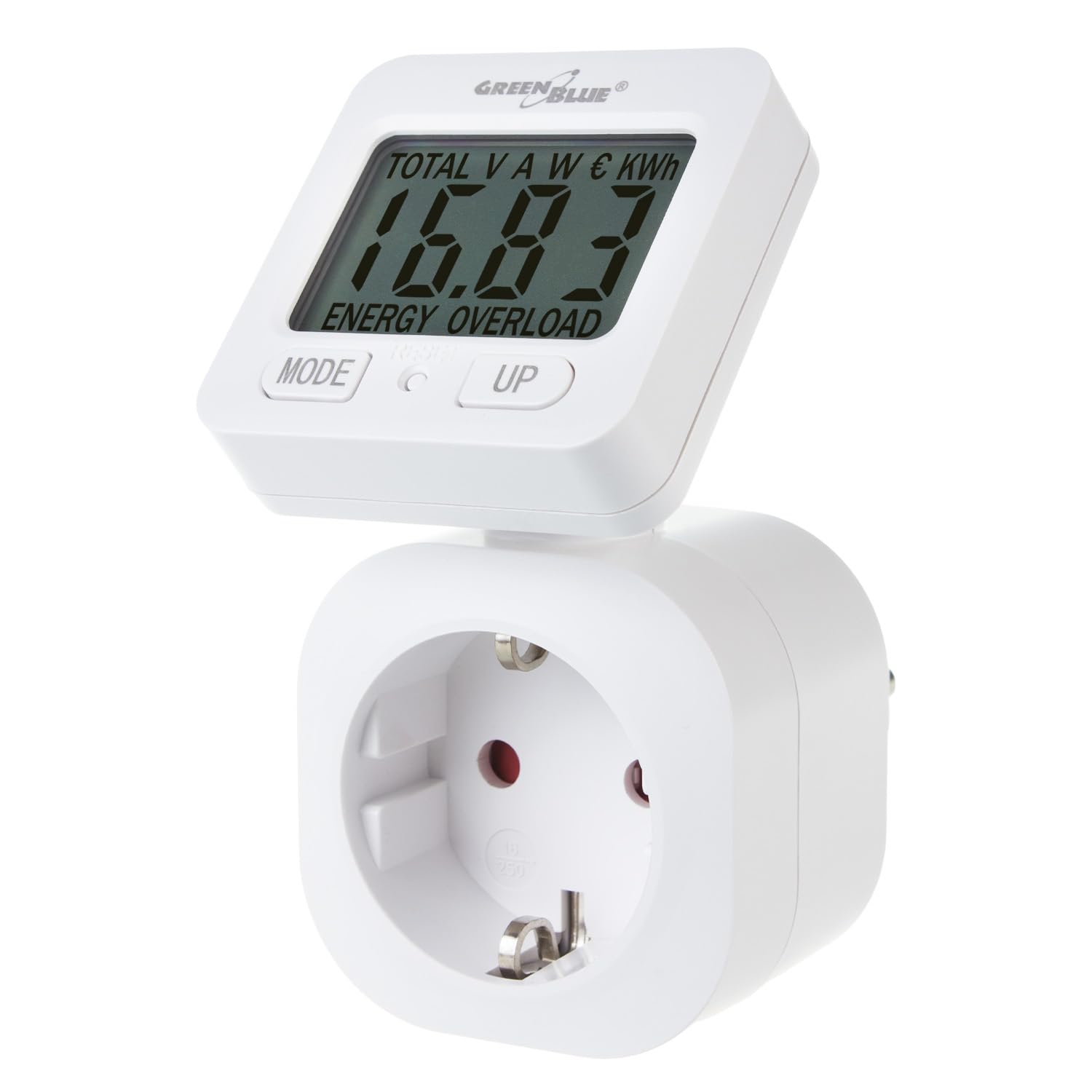 Detalle de Green Blue Strommessgerät – Digitaler Wattmeter zur Messung von Energieverbrauch, Kosten und Leistung bis 3680 W