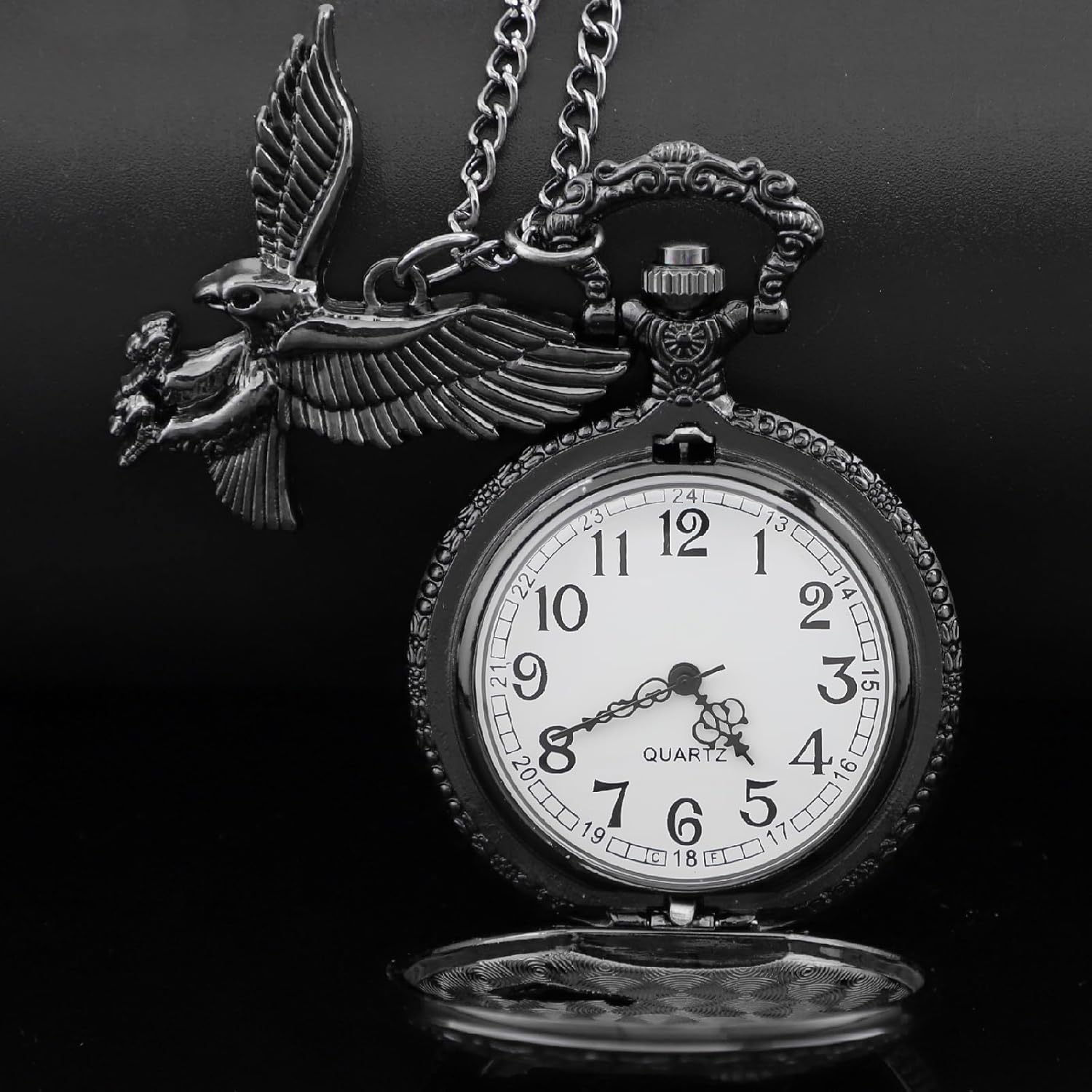 Thumbnail 1 de Tiong Vintage Eagle Pattern Design Pocket Watch and Pendant – Classic Quartz with Chain (4.5 cm) For Men