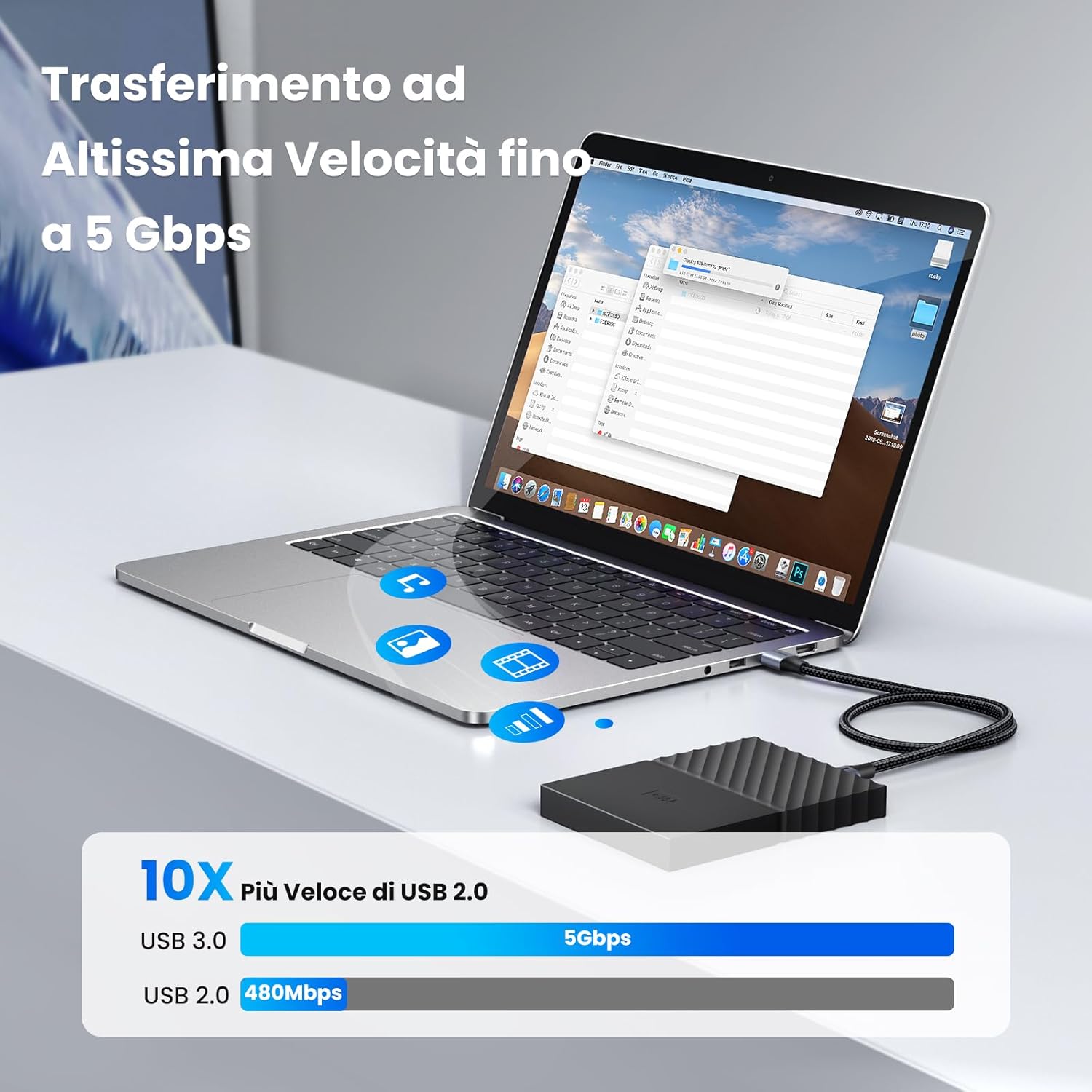 Thumbnail 2 de UGREEN cavo USB 3.0 Type A 5Gbps 2 m
