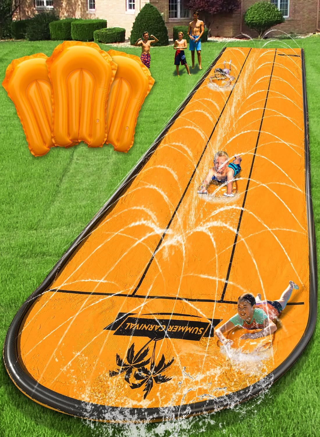 Thumbnail 6 de Spring Water Slip and Water Slide for Kids Backyard (17ft, 3-Lane) with Sprinkler