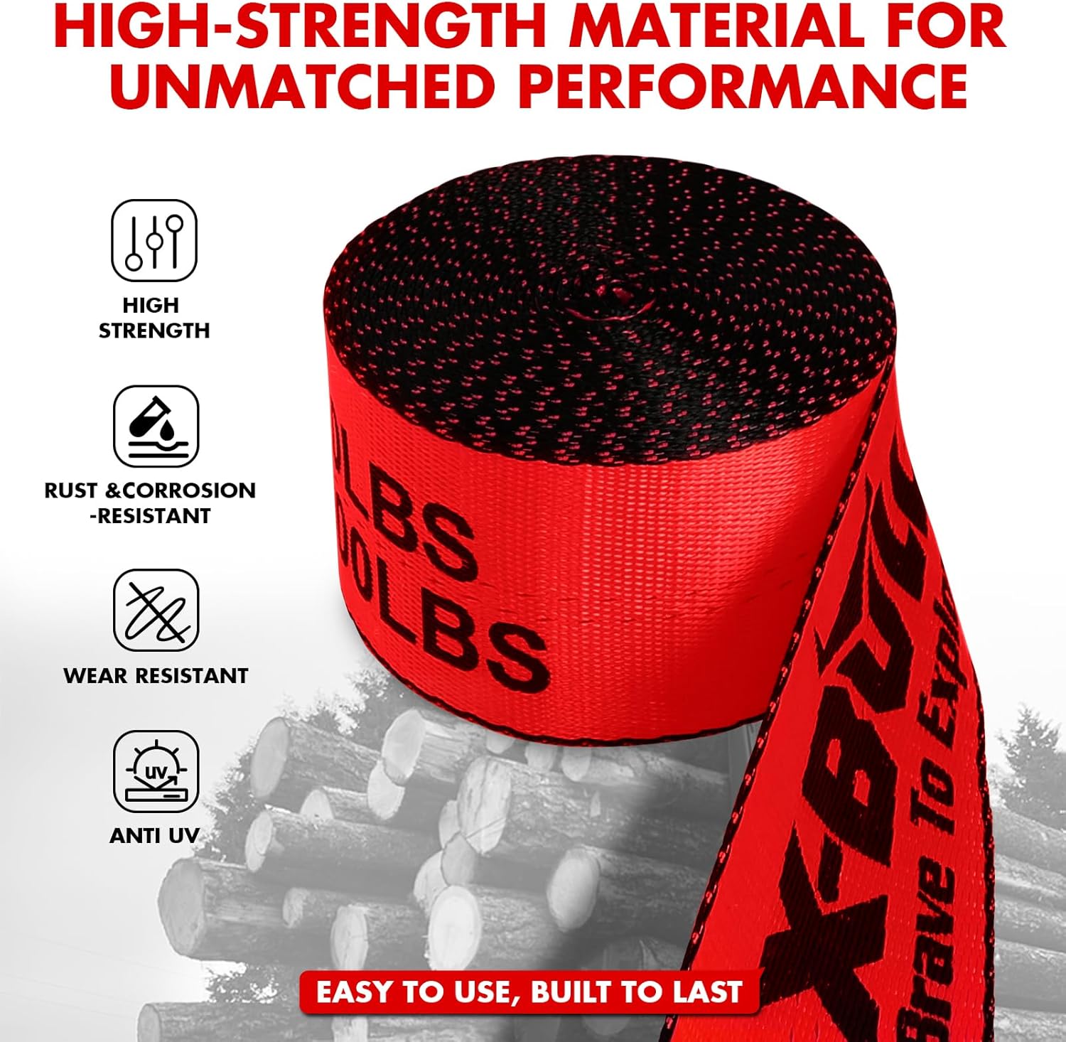 Thumbnail 3 de X-BULL 4" x 30' Winch Straps (10 Pack) — 18,000 lbs Break Strength, 6,000 lbs WLL