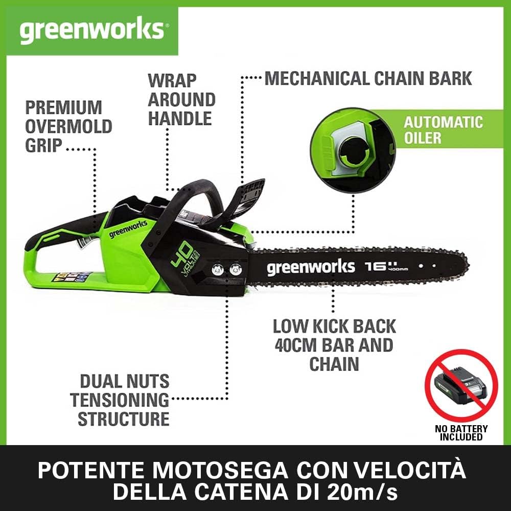 Thumbnail 1 de Greenworks GD40CS18 motosega a batteria 40 cm con motore brushless (solo corpo, senza batteria)