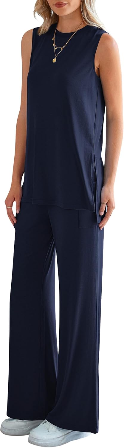 Thumbnail 6 de PRETTYGARDEN 2-Piece Women’s Lounge Set (Tank Top & High-Waisted Wide-Leg Pants)
