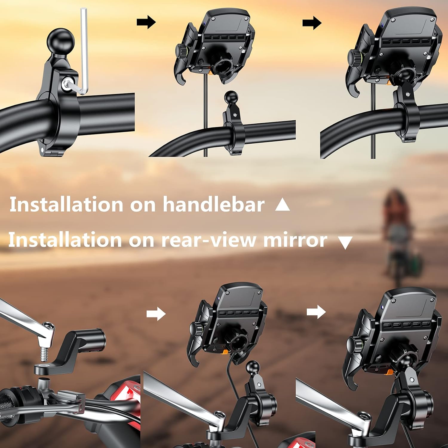 Thumbnail 6 de BRCOVAN Motorrad Handyhalterung Qi 15W