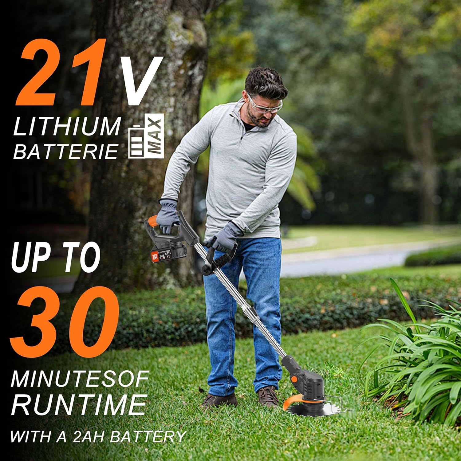 Thumbnail 1 de Metal Blade Cordless Strimmer (21V) with 27 Blades and 15cm Cutting Diameter