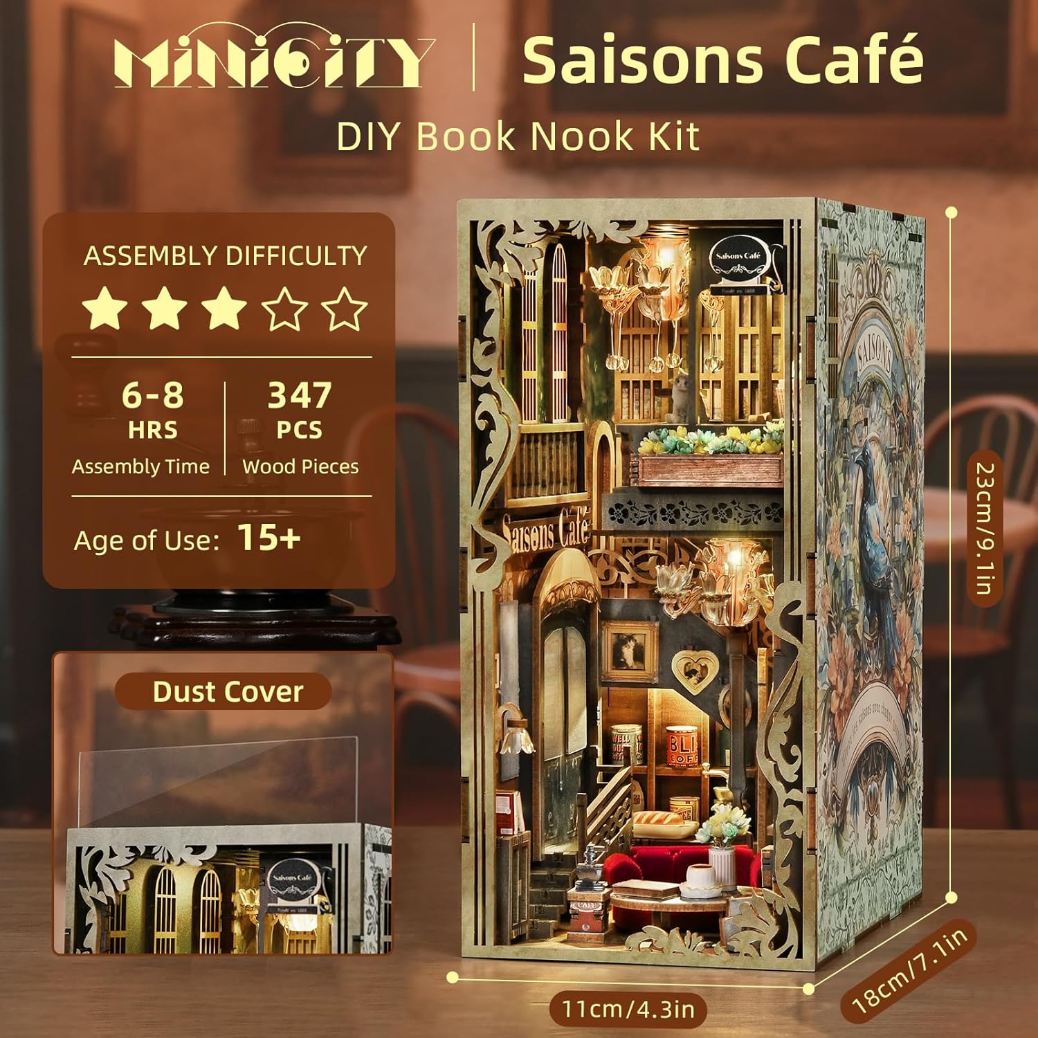 Thumbnail 2 de Saisons Café MiniCity Book Nook Kit with LED Light