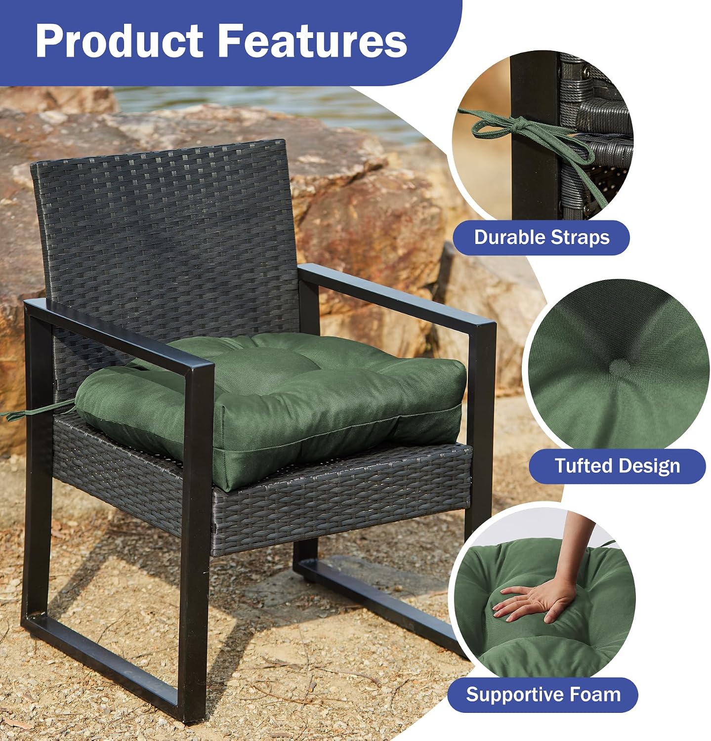 Thumbnail 4 de IPYNBAP Outdoor Chair Cushions 17x17+4”