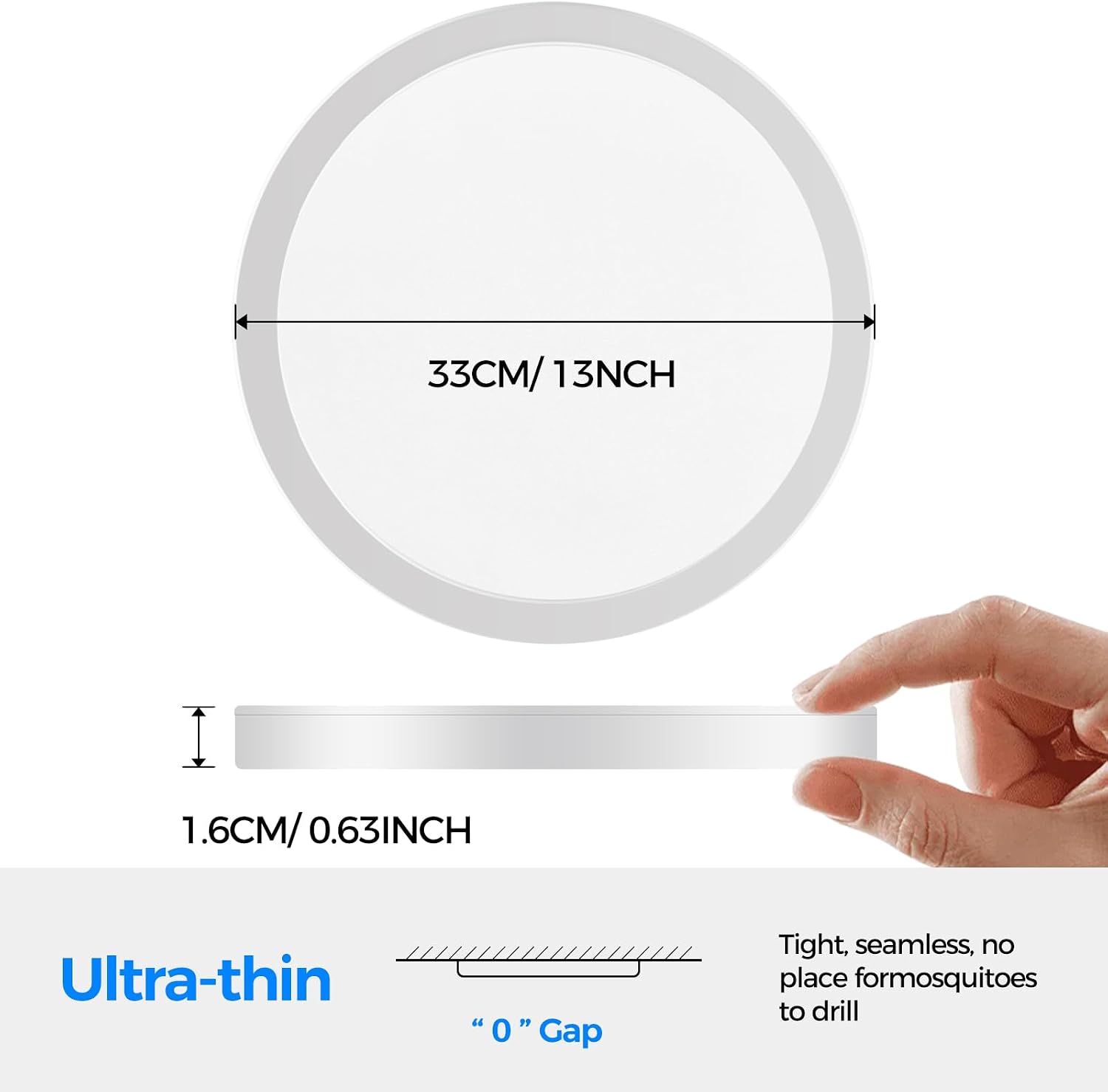 Thumbnail 4 de Peasur 2Pack Bathroom Light: 5 Colour Temperatures, 24W, IP54, Ø33cm White