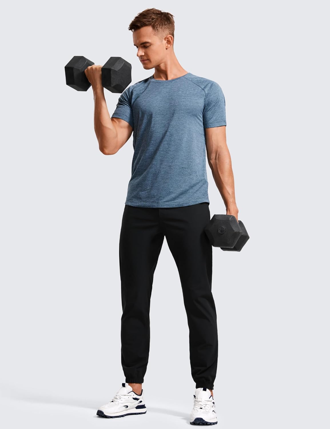 Detalle de Pantalon de jogging léger CRZ YOGA pour homme – séchage rapide, poches zippées, noir (S)