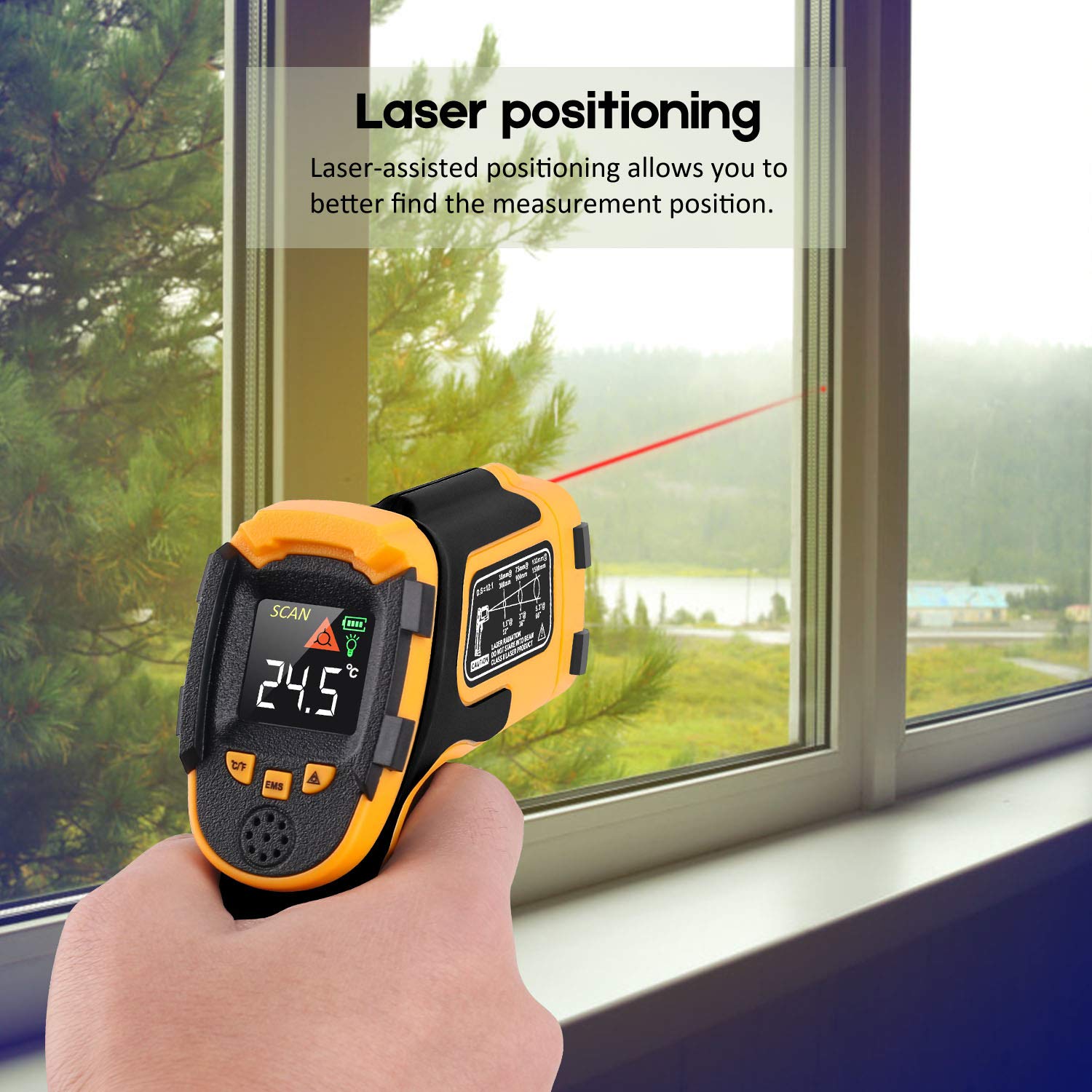 Thumbnail 6 de Infrared Thermometer (Non-Contact IR Temp Gun) with Adjustable Emissivity + Meat Thermometer -50°C to 600°C