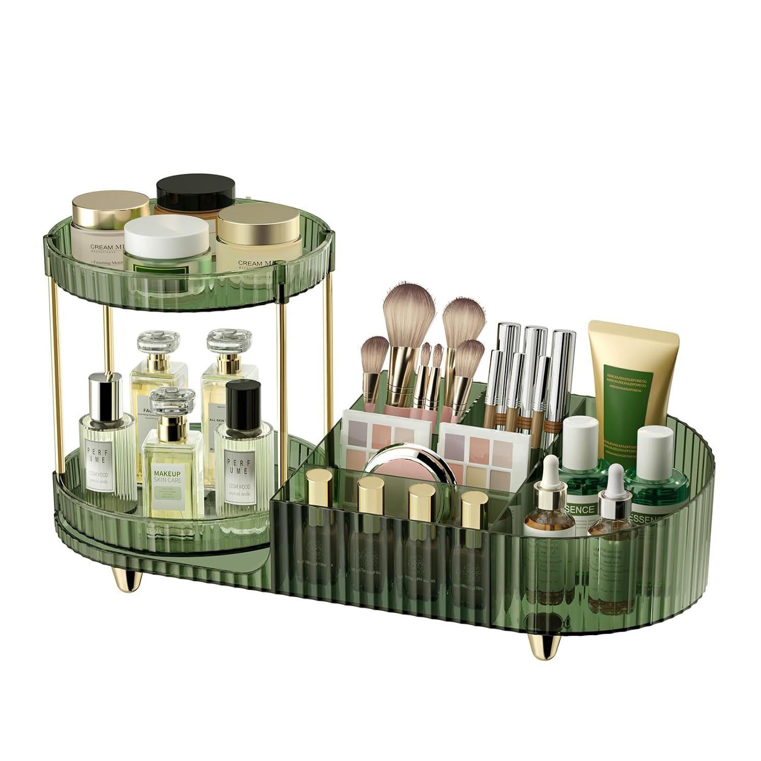 Detalle de Jywantful makeup storage 360° Rotating Makeup Organizer, Dark Green Acrylic