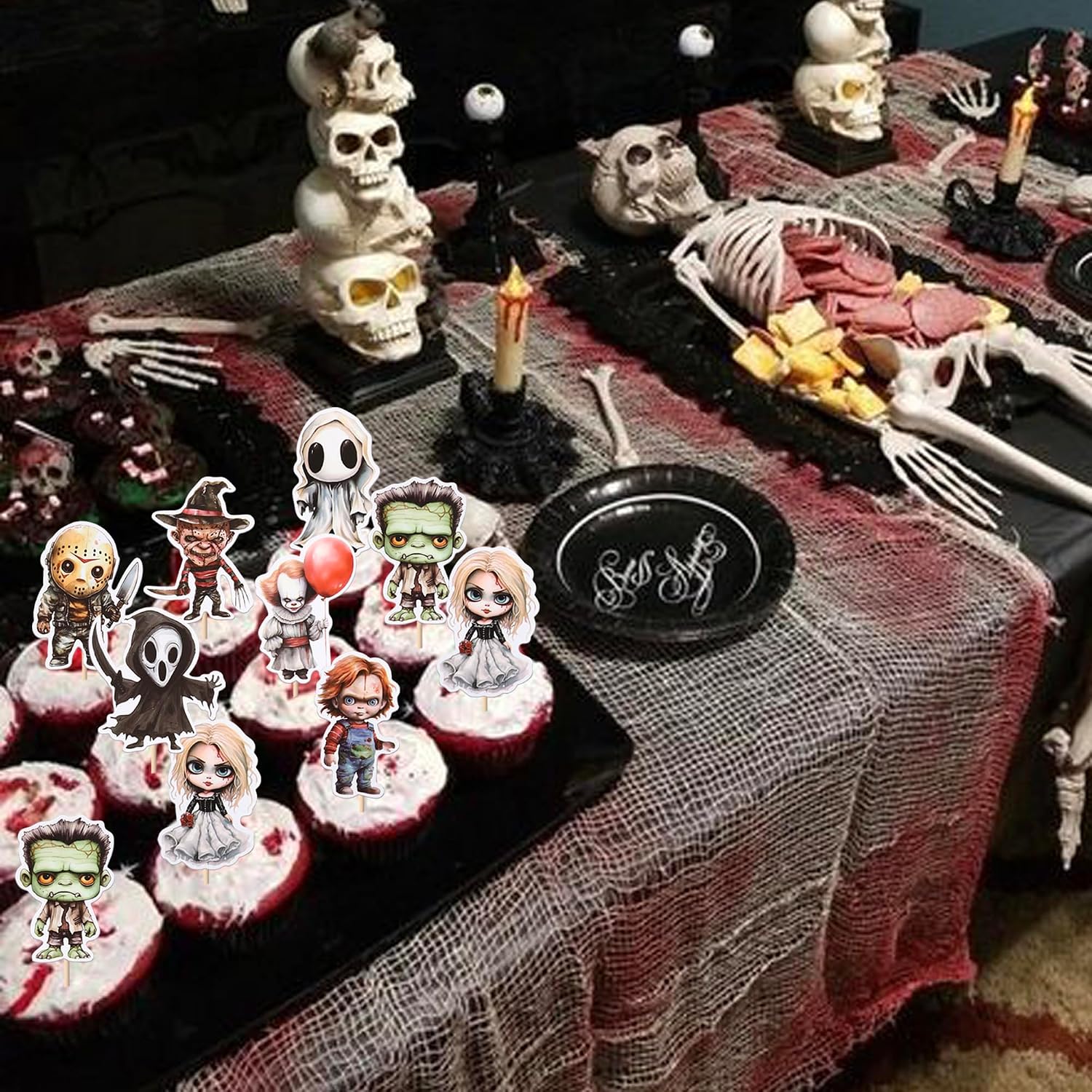 Detalle de Xsstarmi 40 Pack Classic Movie Cupcake Toppers for Horror and Theme Parties