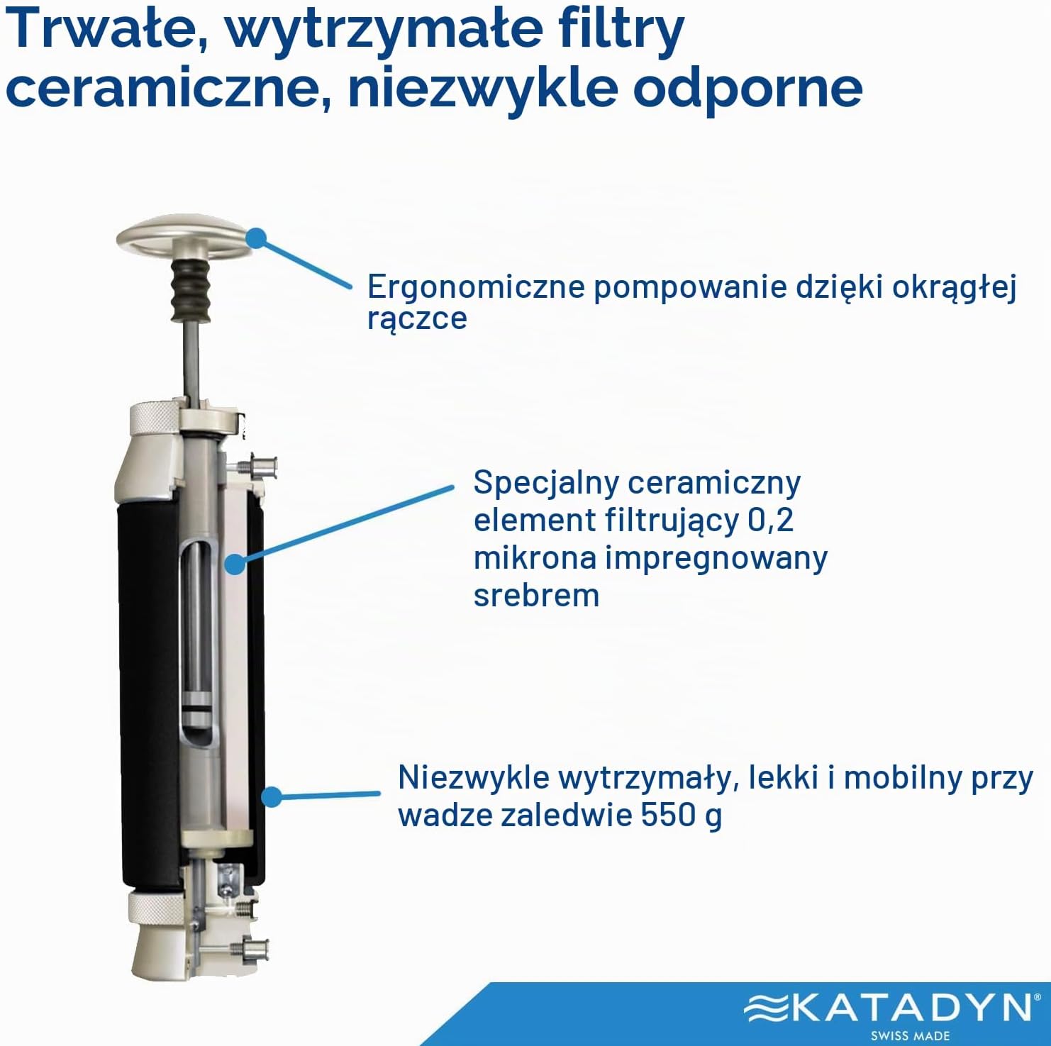 Detalle 2 de KATADYN Pocket Tactical – ręczny filtr do wody z włóknem szklanym