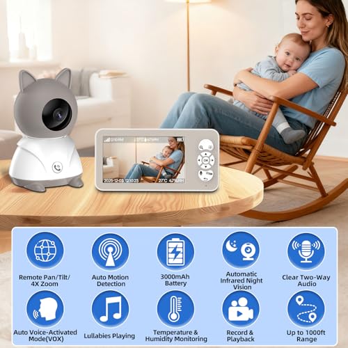 Thumbnail 1 de veorkide Cámara Vigilancia Bebe 2K/5” con PTZ 355°/60° y zoom 4X